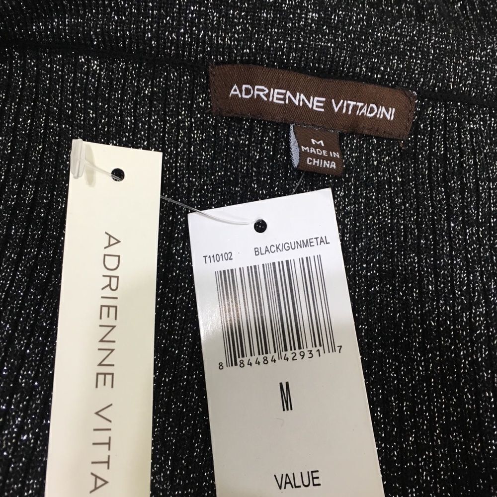 $159 ADRIENNE VITTADINI WOOL METALLIC SLEEVELESS STRETCH RIBBED KNIT DRESS NWT - Picture 7 of 11